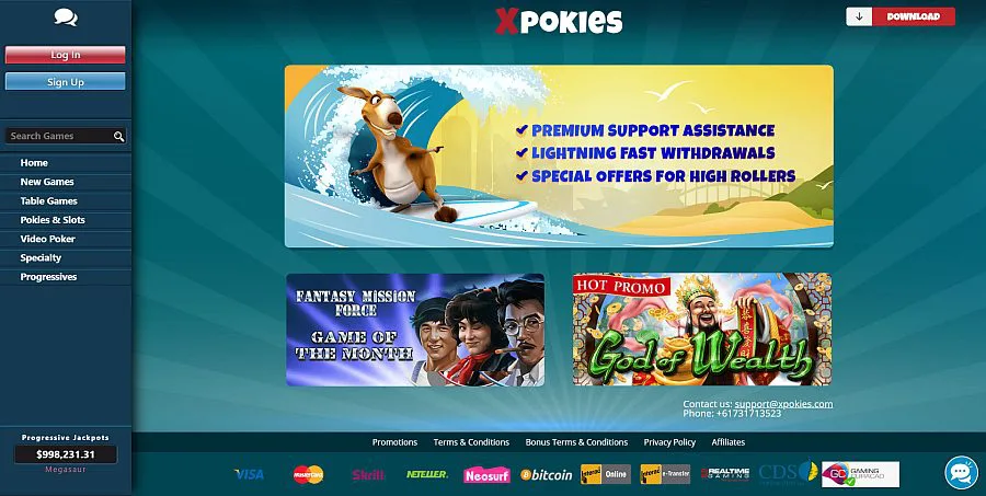 xpokies casino homepage