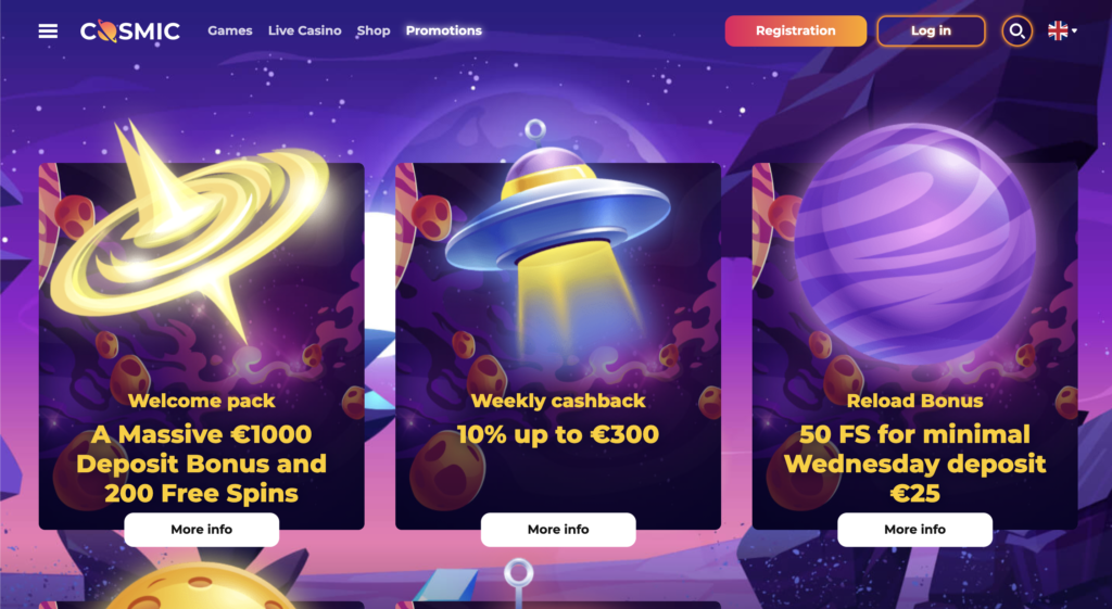 CosmicSlot promotion page