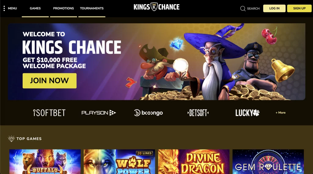 kings chance casino homepage