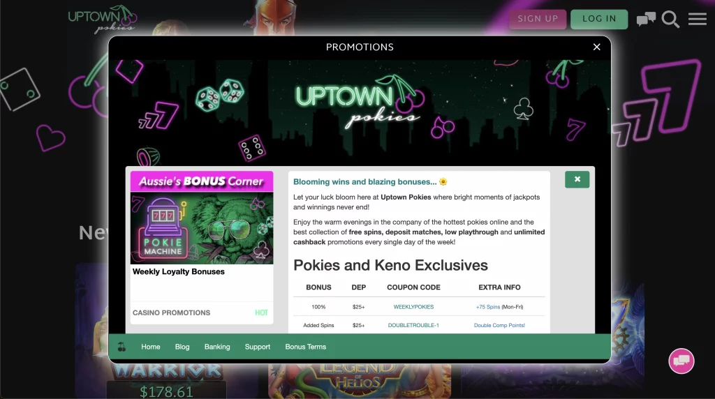 uptown pokies promotions
