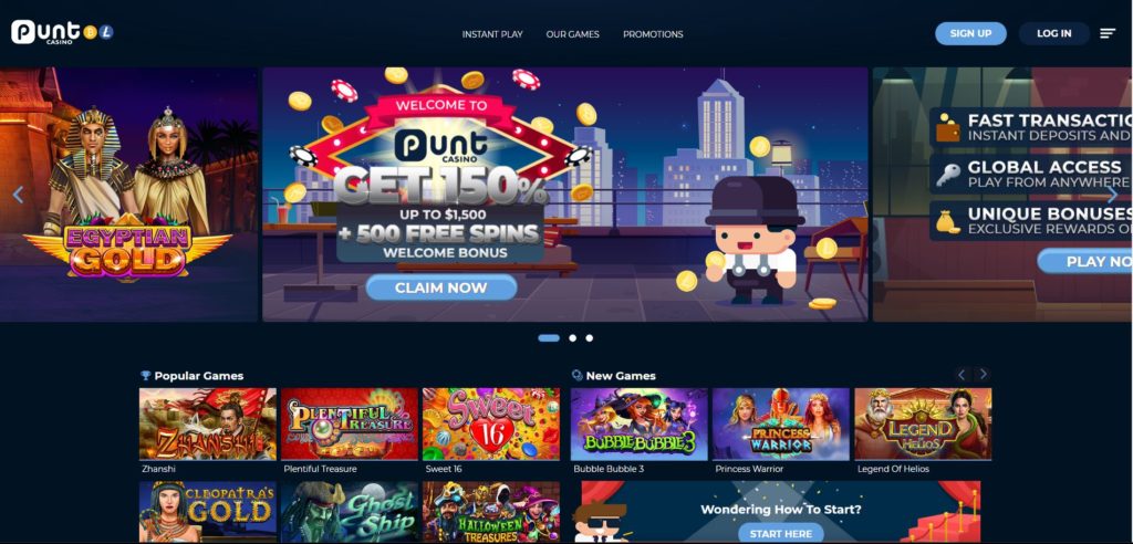 Punt.casino home page